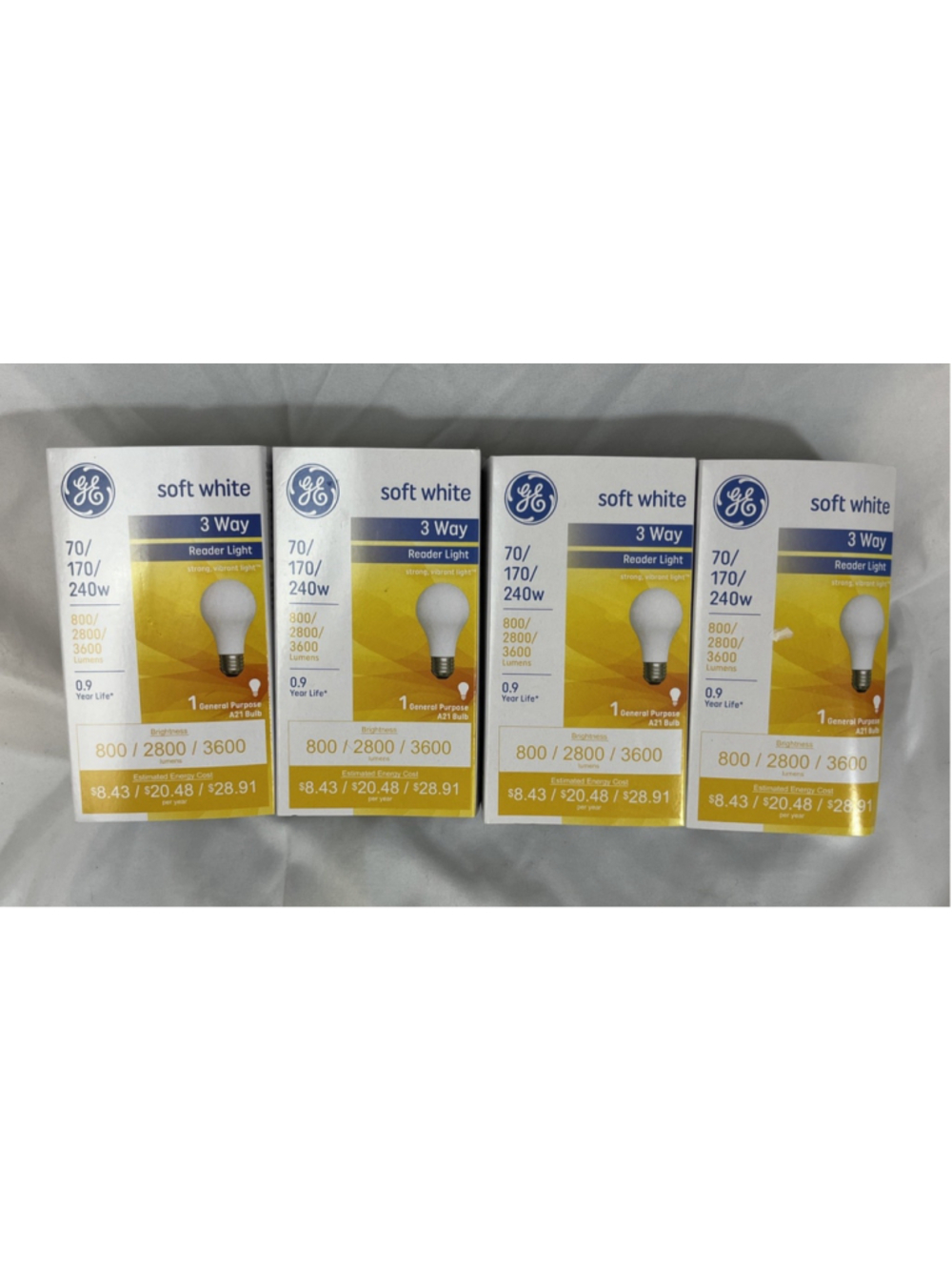 GE Soft White 3 Way 70-170-240w Reader Light Specialty Bulb A21 Hard to Find New